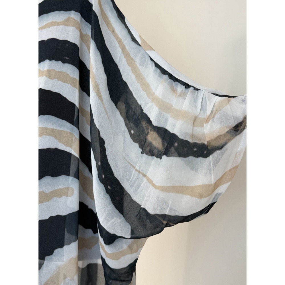 $265 Ramona LaRue By Arianne Erte Zebra Chiffon Kaftan OS Maxi Cover Up Miami - Picture 4 of 11